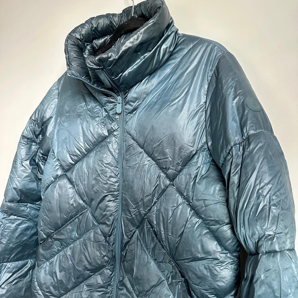 Save The Duck Jacket Womens Medium Teal Quilted Puffer Plumtech Ultra Light Zip - Picture 3 of 10